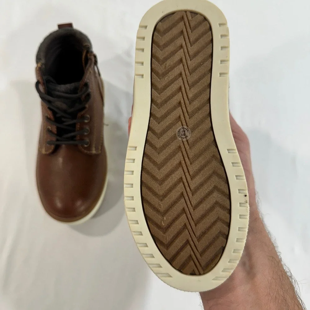Thereabouts Connor Boys Boots Size 12M Brown Faux Leather Side Zip Memory Foam